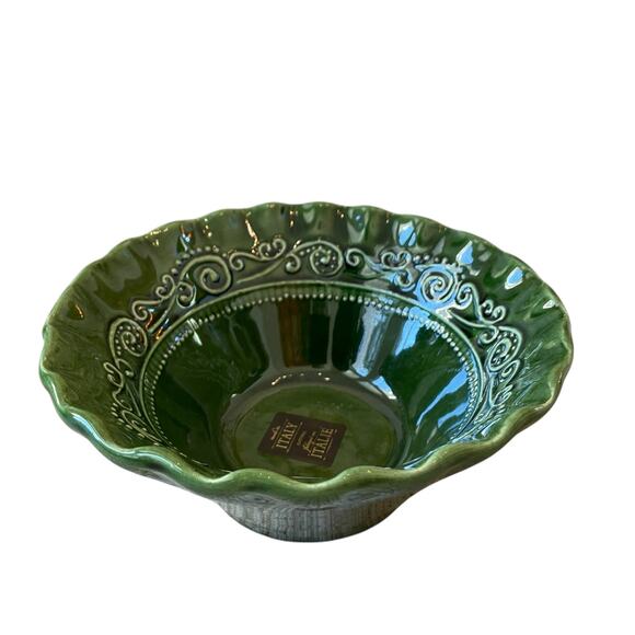 (4)  Maioliche Jessica Made in Italy Salad Bowls 7" Christmas Holiday Green - Picture 10 of 16